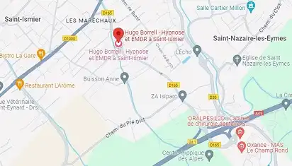 Plan d'accès au cabinet Hugo Borrell, 390 chemin de Pageonnière, Saint-Ismier